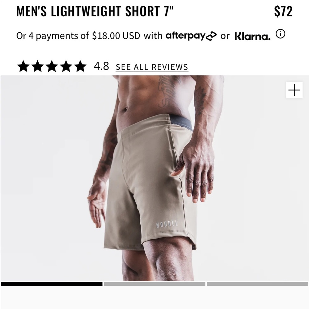 NOBULL mens large lightweight short 7”